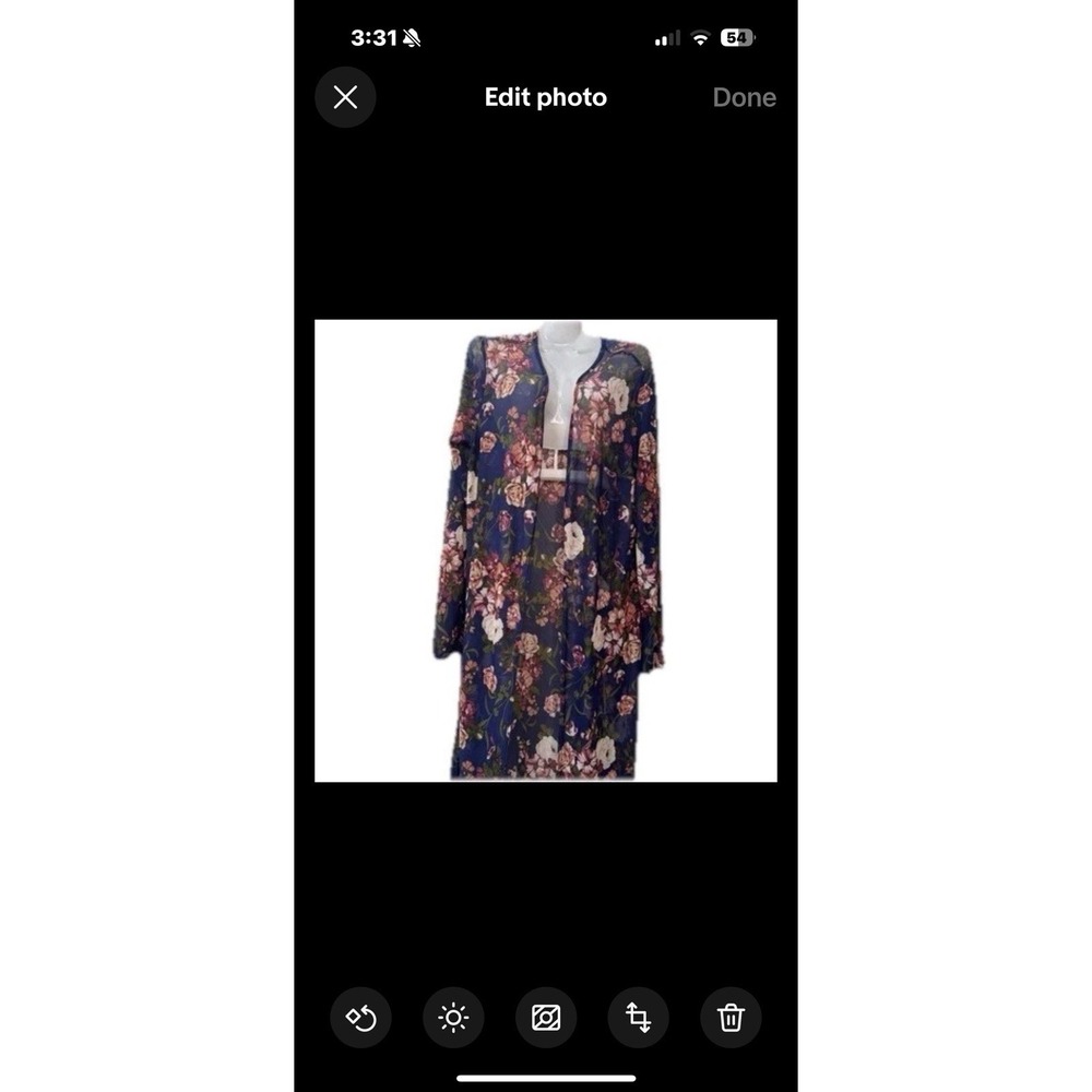 American City Wear Sheer Long Sleeve Cardigan Women's Large Stretch‎ Floral